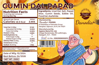 Danodia Foods Cumin Dal Papad-250gm