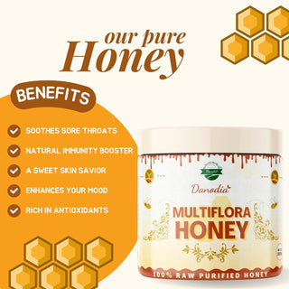 Organic Multiflora Raw Honey, Unprocessed & Purified