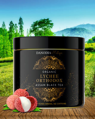 Organic Lychee Orthodox Assam Black Tea 100g, Lychee Flavour Black Tea