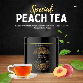 Organic Peach Orthodox Assam Black Tea 100g, Peach Flavoured Black Tea