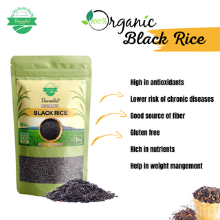 Organic Black Rice 2lbs/950g, Low GI Parboiled Traditional Rice (Forbidden Rice)