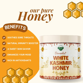 Organic White Kashmir Raw Honey, Unprocessed & Purified