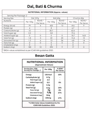 Oran Foods Dal Bati Churma (Combo) & Besan Gatta 725gm