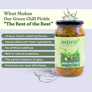 Indyo Organic Green Chilli Pickle 400g