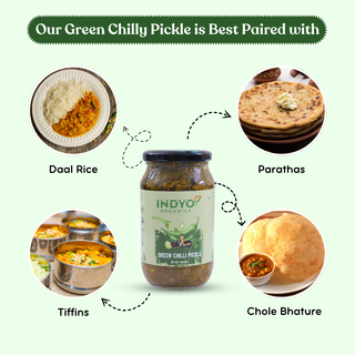 Indyo Organic Green Chilli Pickle 400g