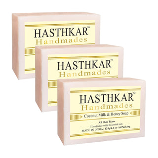 Hasthkar Handmades Glycerine Natural Coconut milk & honey Soap 125Gm