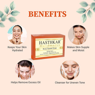 Hasthkar handmades rose sandal bathing soap men and women glowing skin 